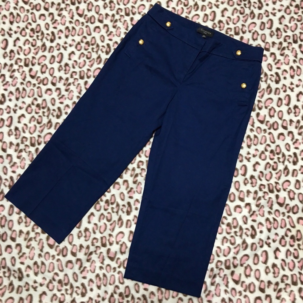 Talbots Petites Navy Blue Sailor Capri Pants